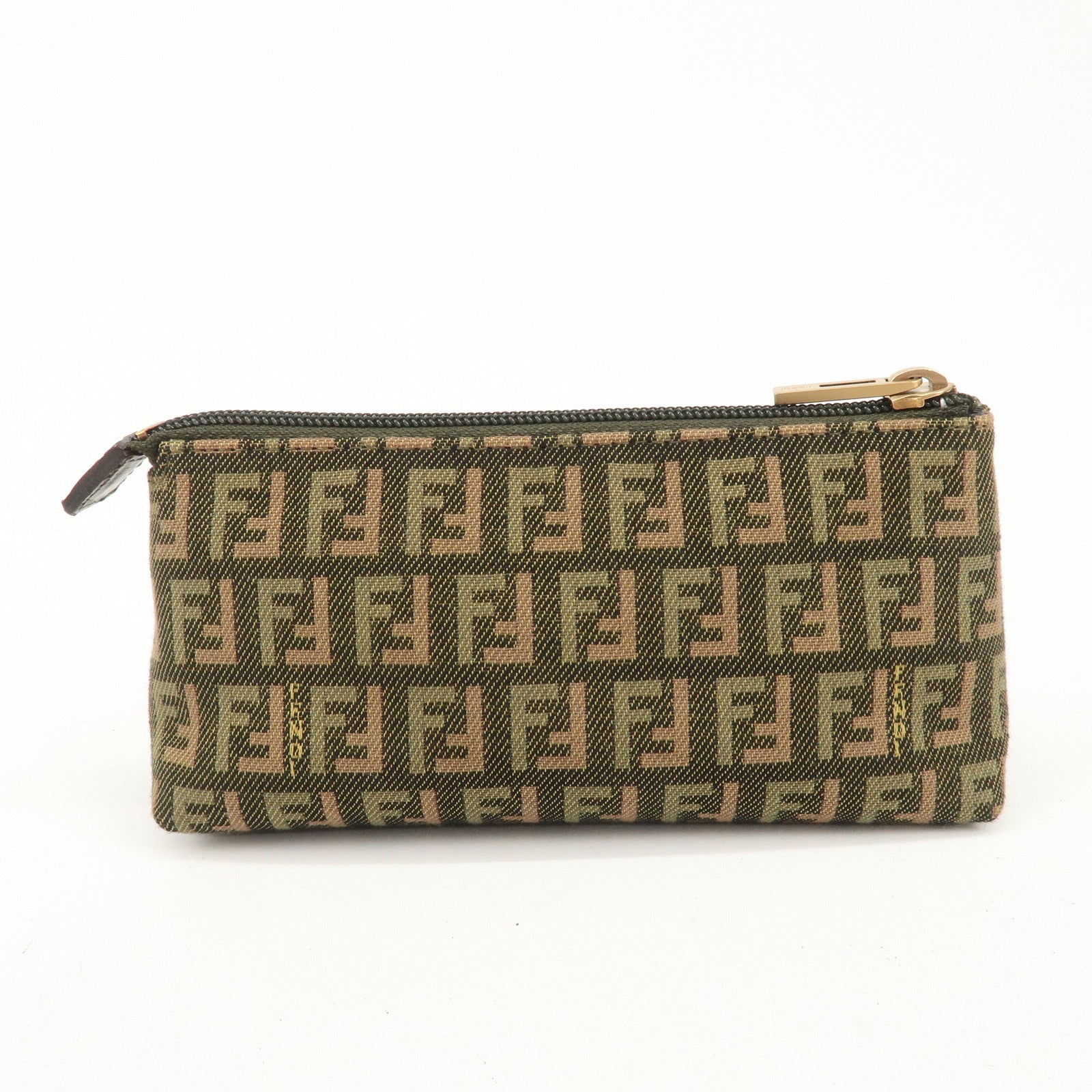 FENDI Zucca Canvas Leder Beutel Mini-Tasche Khaki Braun