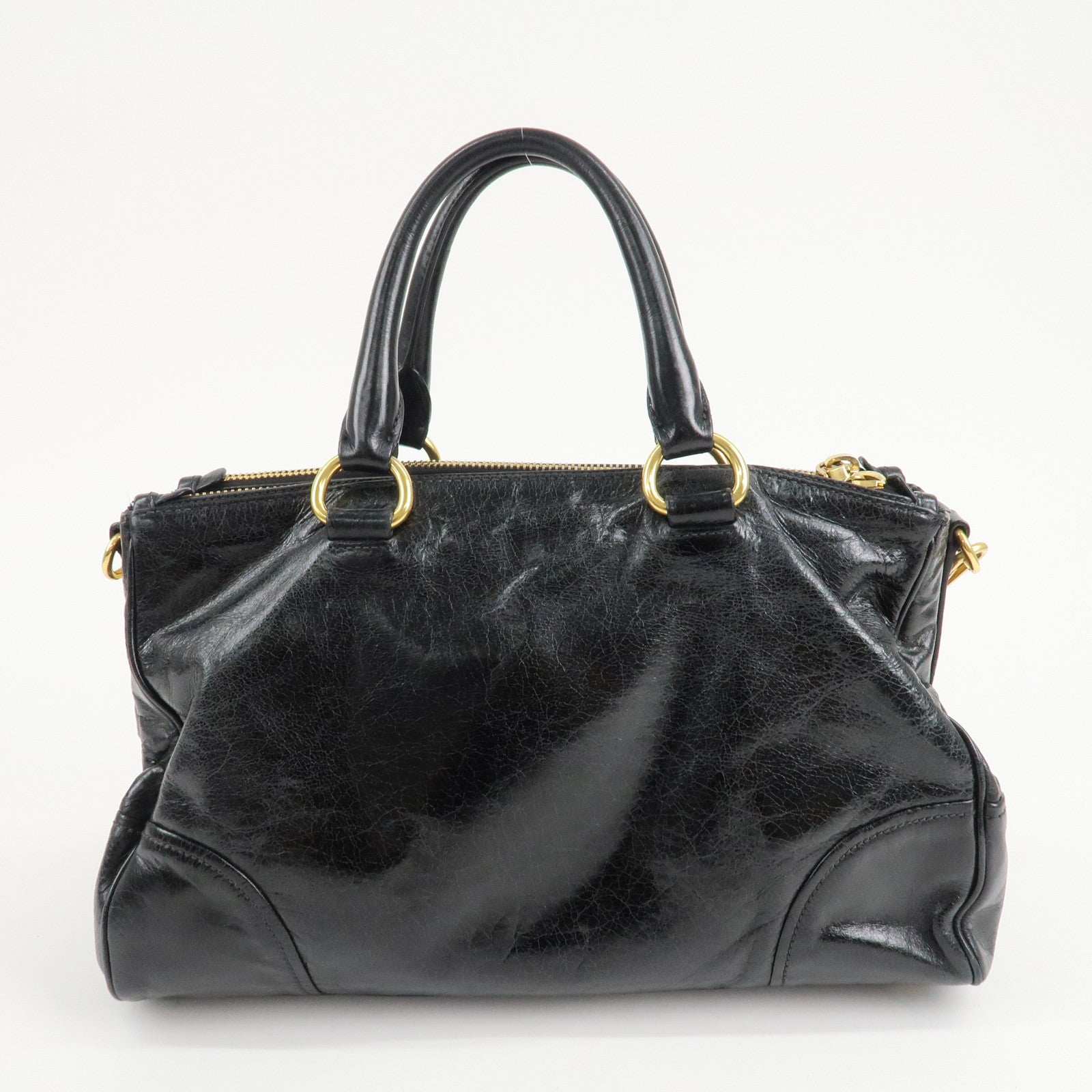 PRADA Leder 2Way Handtasche Umhängetasche Schwarz