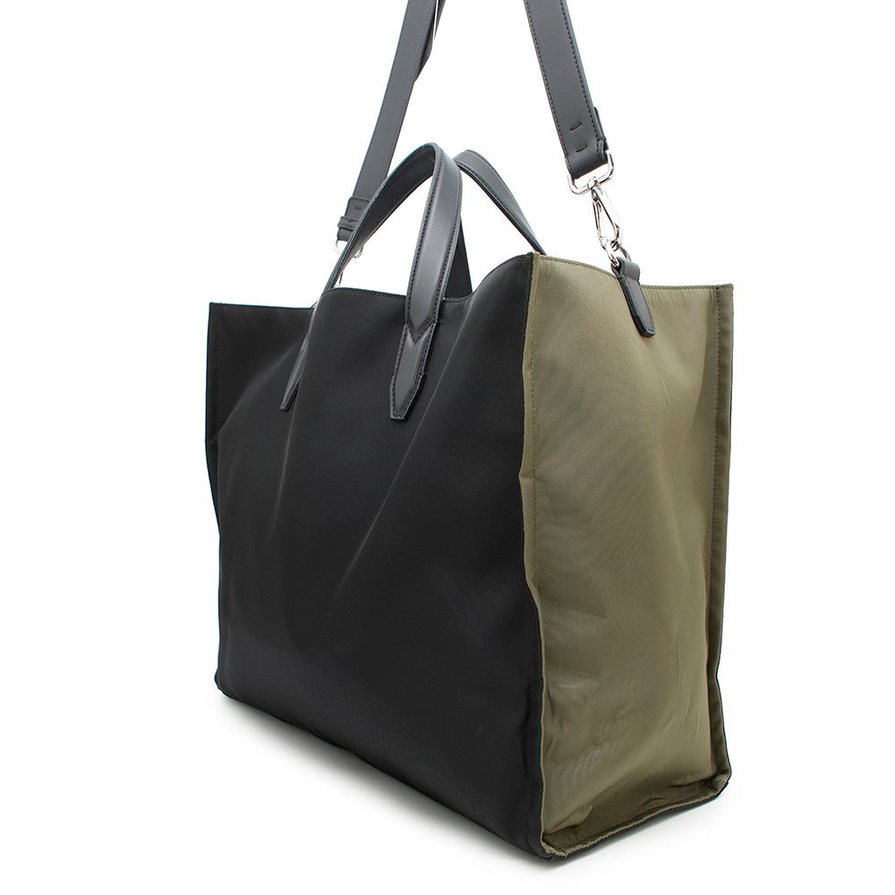FENDI 2way-Shopper Schwarz/Khaki7VA390 Nylon Leder