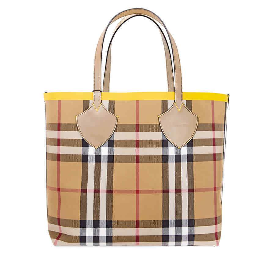 Burberry Large Giant Tote in Colour Block Check- Antique Yellow/Golden Yellow | Studio Nafay