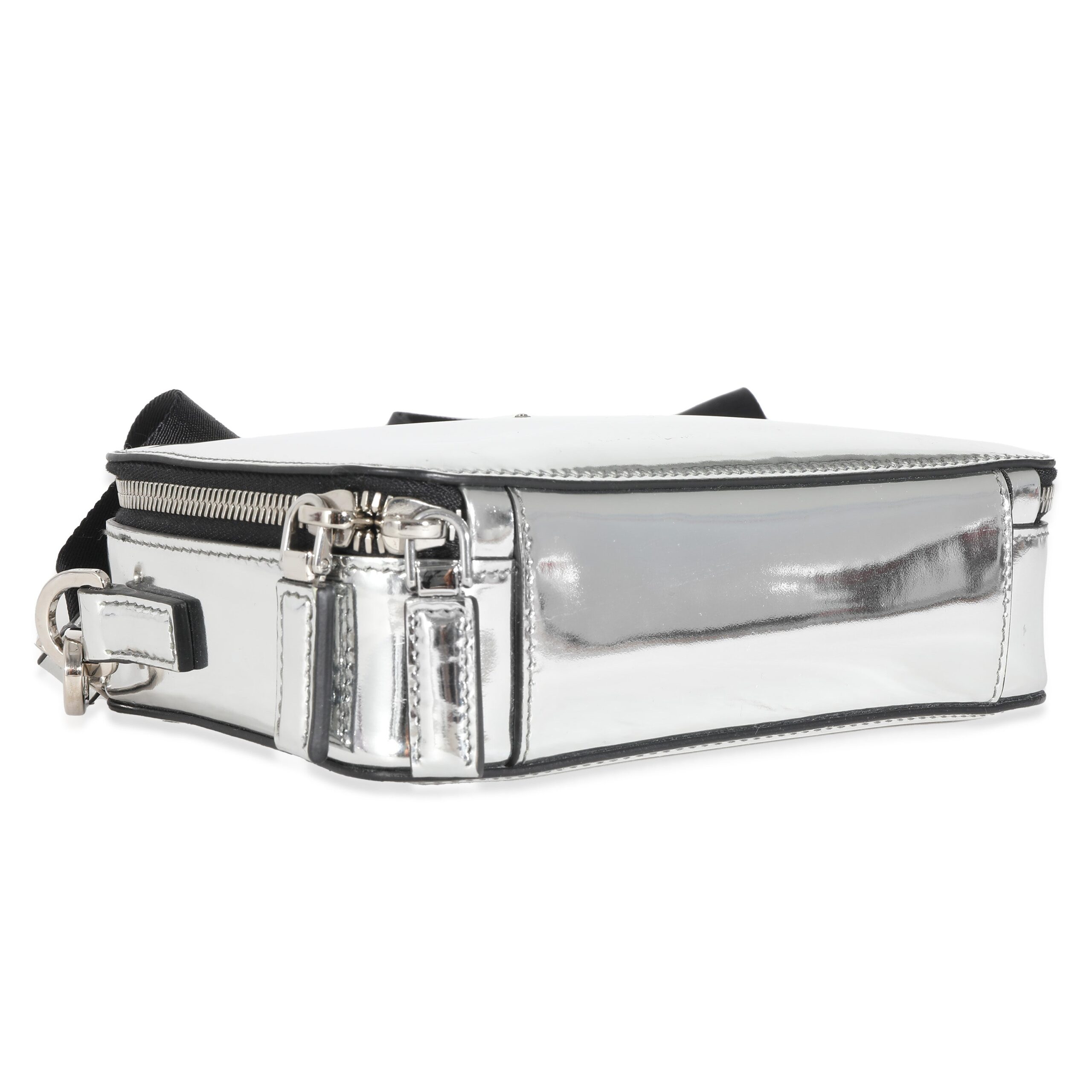 PRADA Metallic Silber Spazzolato Brique Crossbody