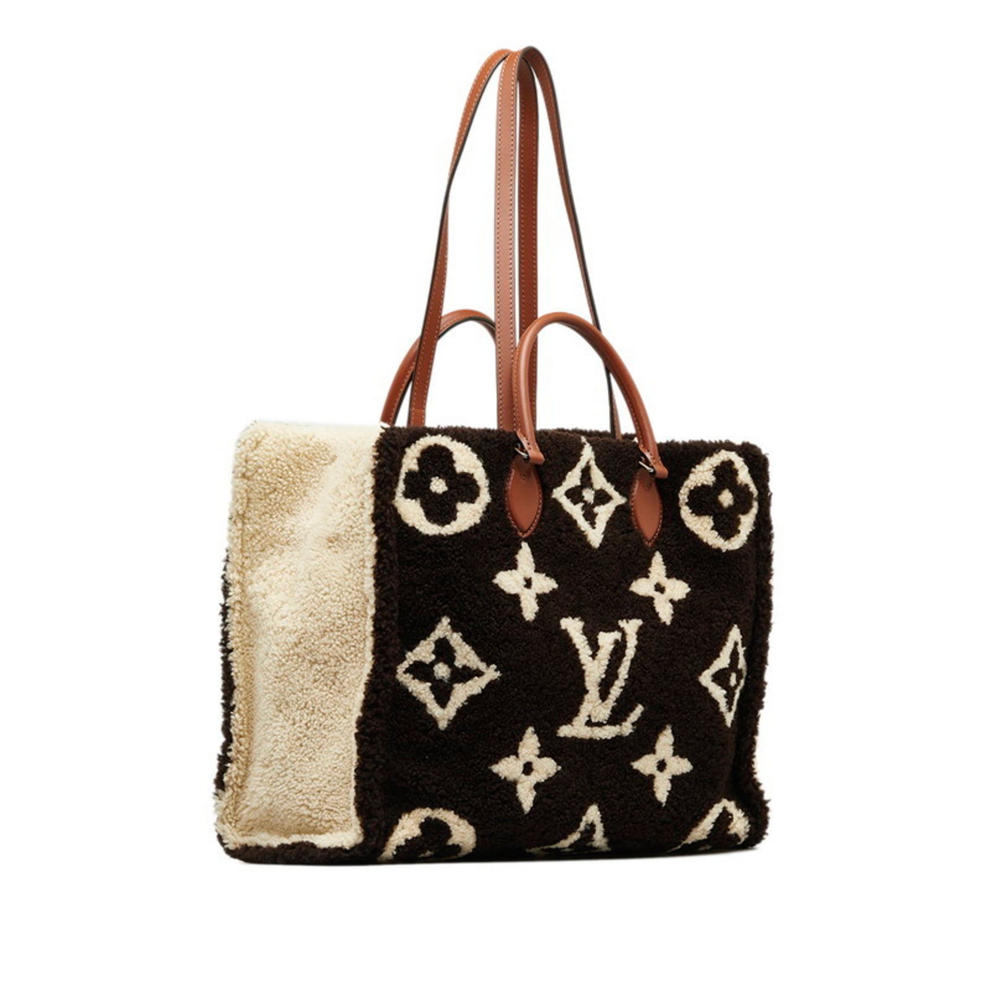 Louis Vuitton Braun Elfenbein Leder Shopper ( )
