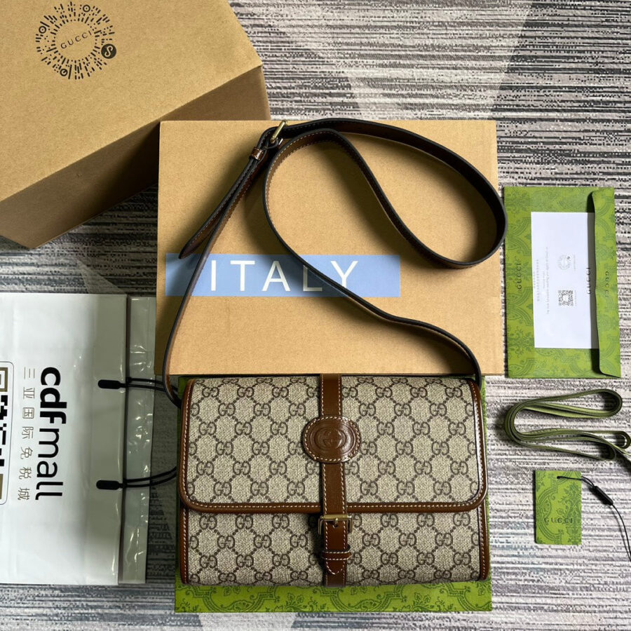 Designer Messenger beige bag – front view