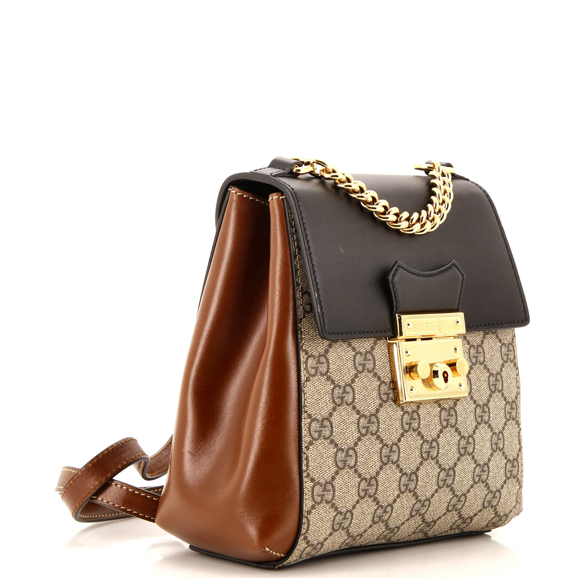 Padlock Backpack GG Coated Canvas und Leder Mini