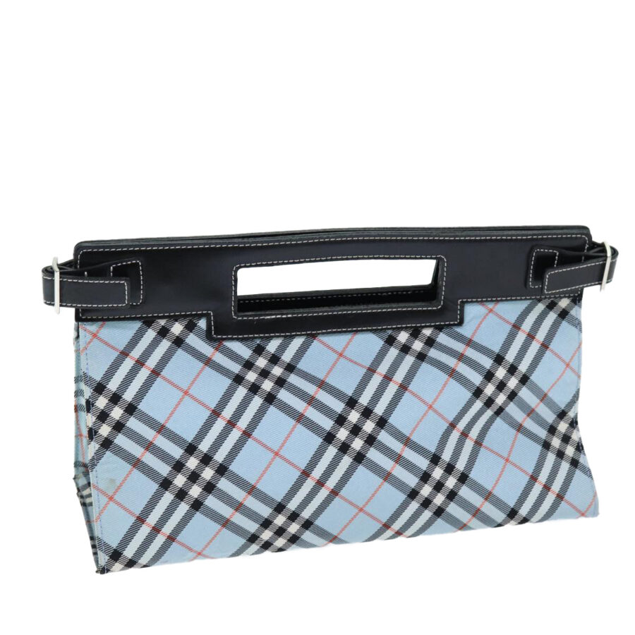 Burberry Nova Check Blue Label Hand Bag Canvas Light Blue Auth 73583 | Studio Nafay