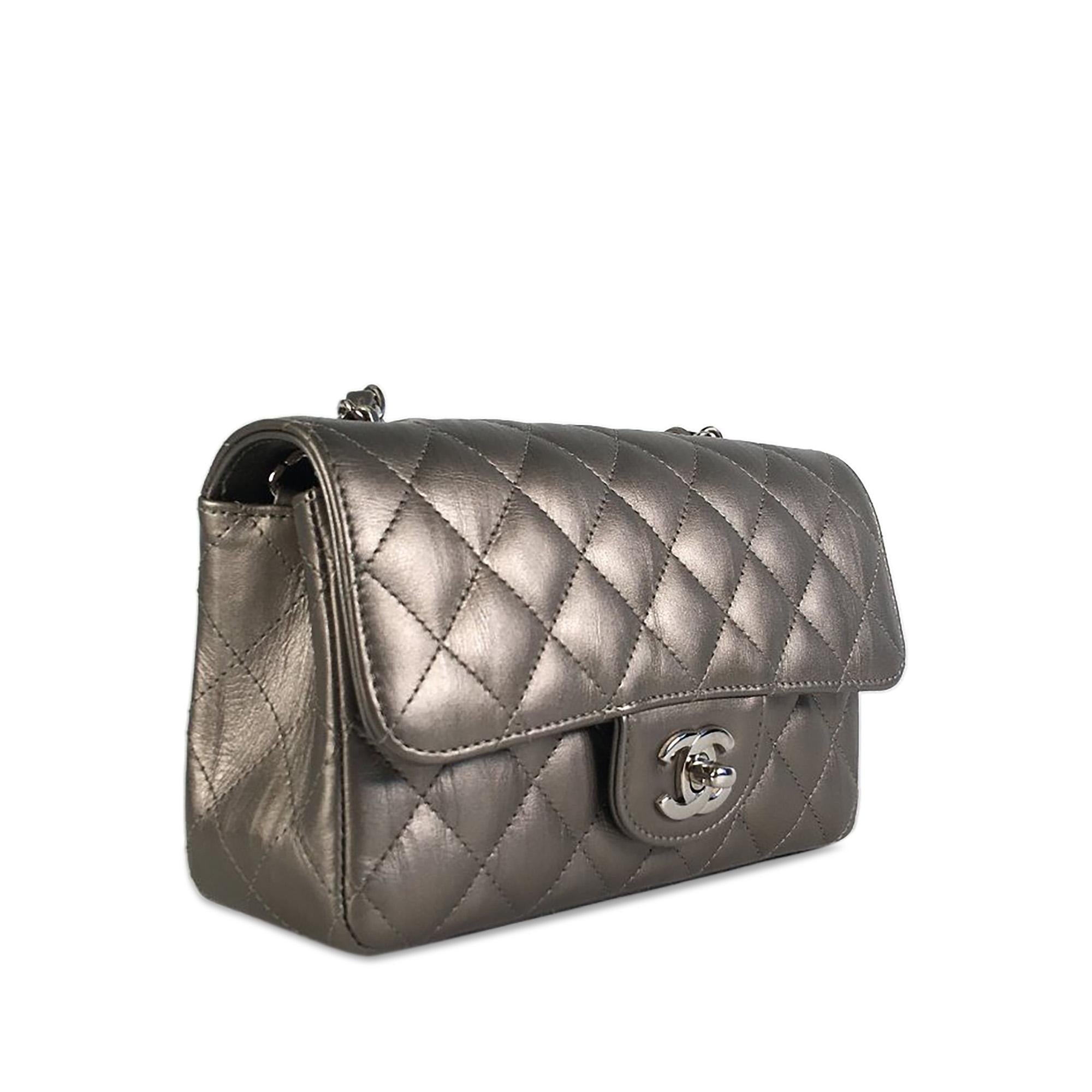 Chanel Mini Rectangular Classic Metallic Calfskin Single Flap Crossbody-Tasche
