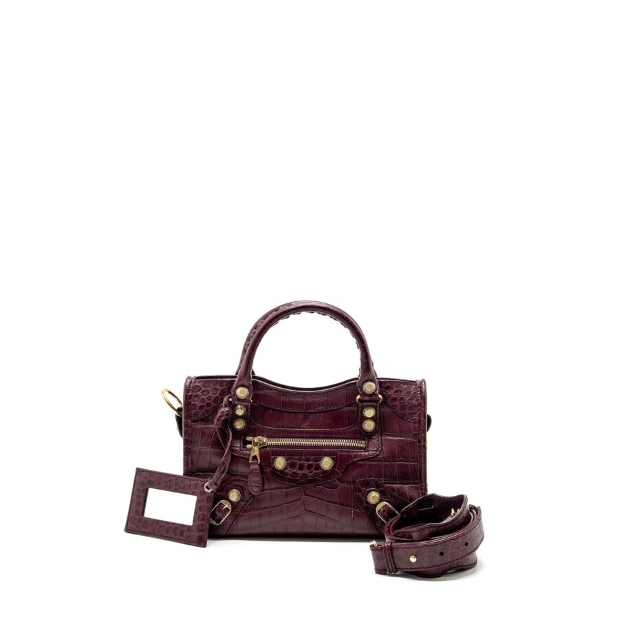 Balenciaga City burgundy bag – front view