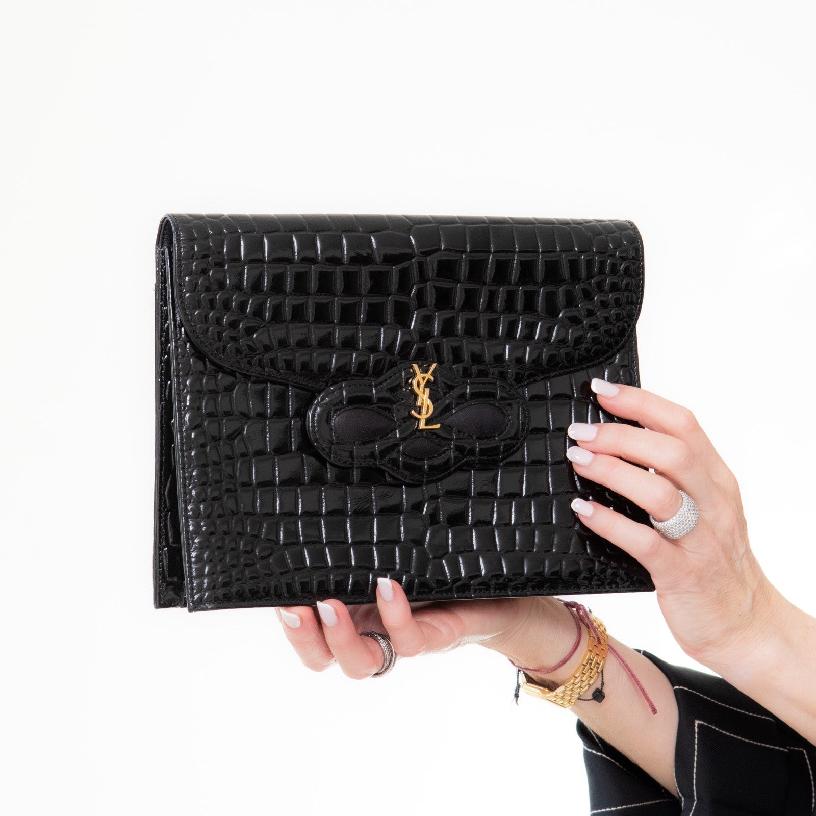Yves Saint Laurent Black Envelope Clutch Bag
