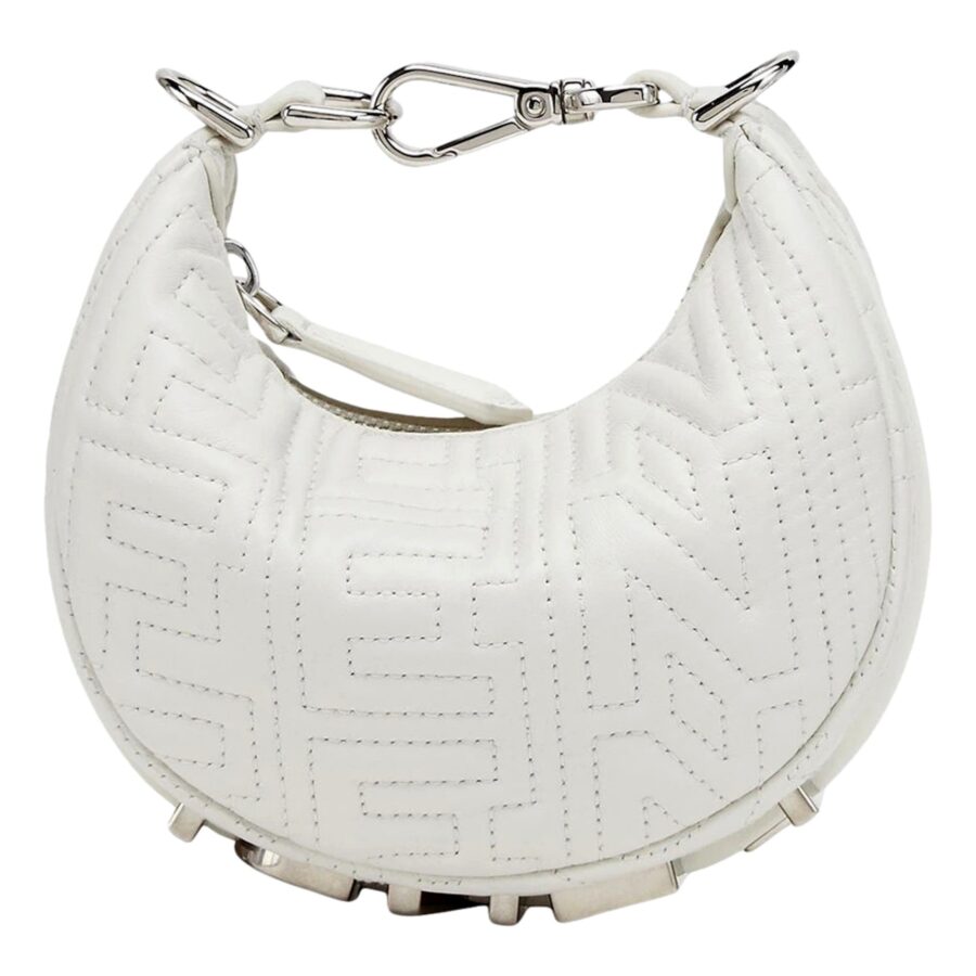 Fendi x Marc Jacobs Fendigraphy Blanco Hobo Leather Nano Bag | Studio Nafay