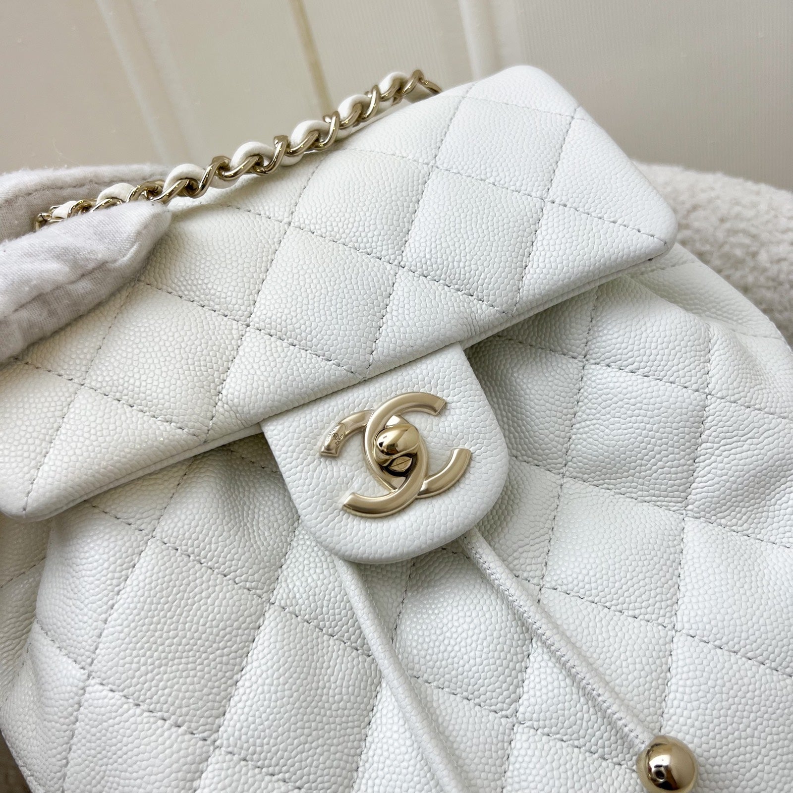 Chanel 24S Urban Spirit Backpack in White Caviar and LGHW (Model: )