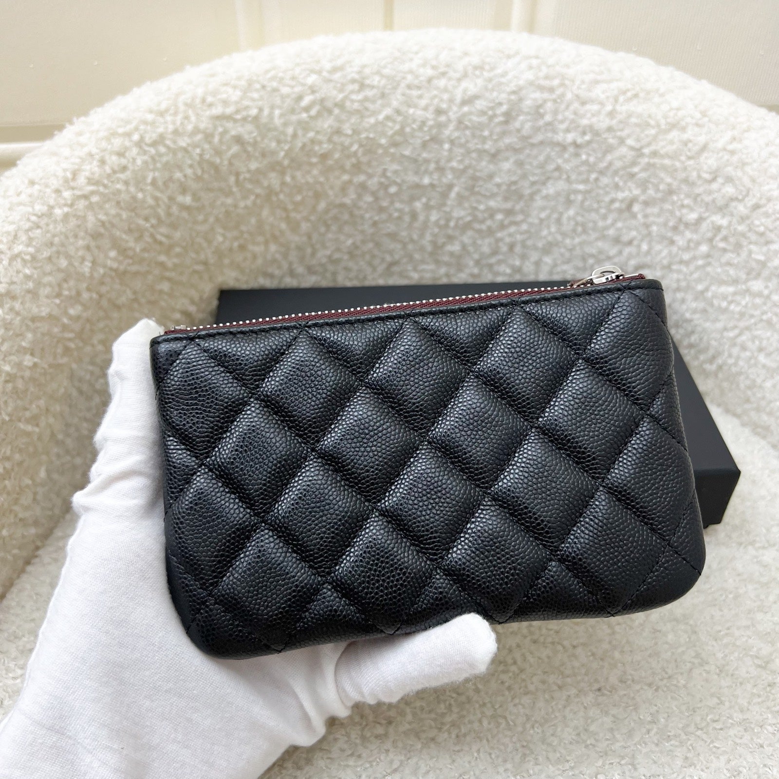 Chanel Mini O-Case / Beutel in Schwarz Caviar und SHW (Model: ) Clutch