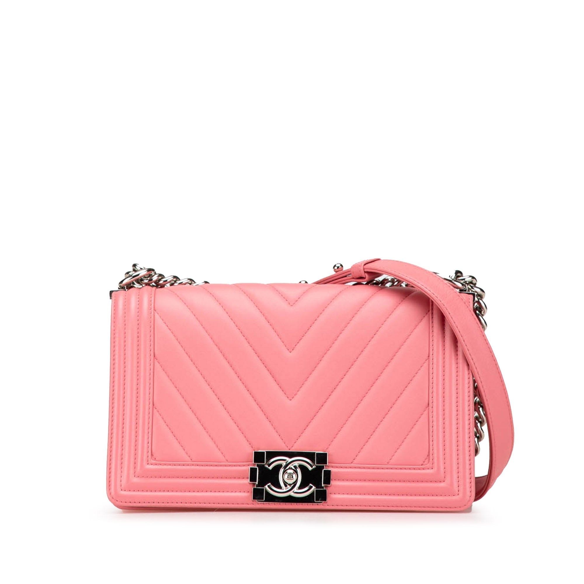 Rosa Chanel Medium Chevron Lammleder Boy Flap Crossbody-Tasche