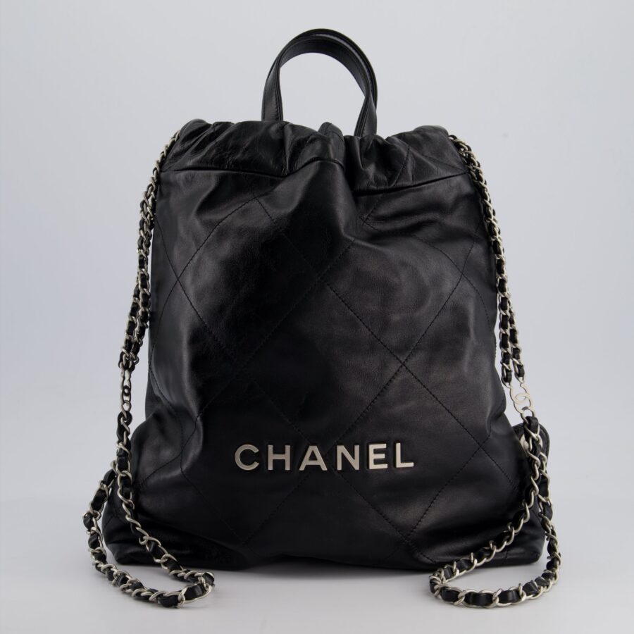 Chanel Backpack black bag – front view