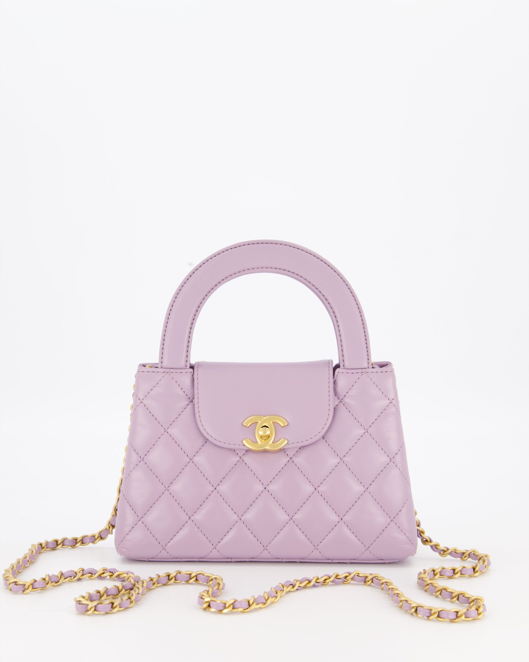 *HOT COLOUR* Chanel Lila Small Mini Kelly Shopping Bag aus Kalbsleder mit gebürsteter Gold-Hardware