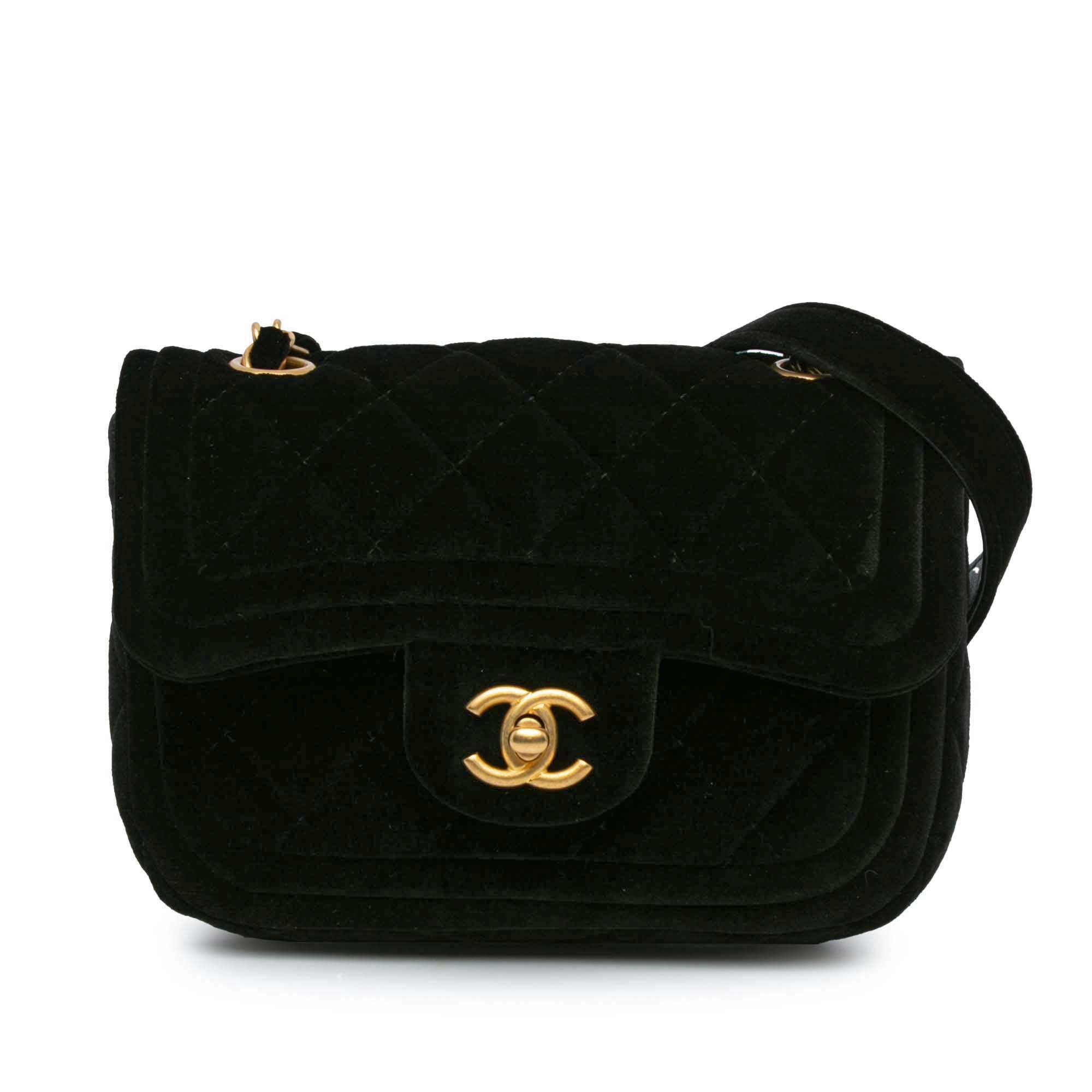 Schwarz Chanel Mini Gesteppte Samt Double Frame Flap Crossbody-Tasche