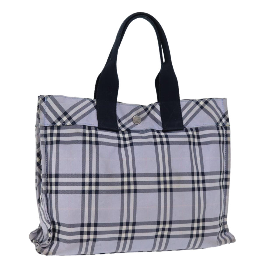 Burberry Nova Check Blue Label Hand Bag Nylon Blue Auth am6158 | Studio Nafay