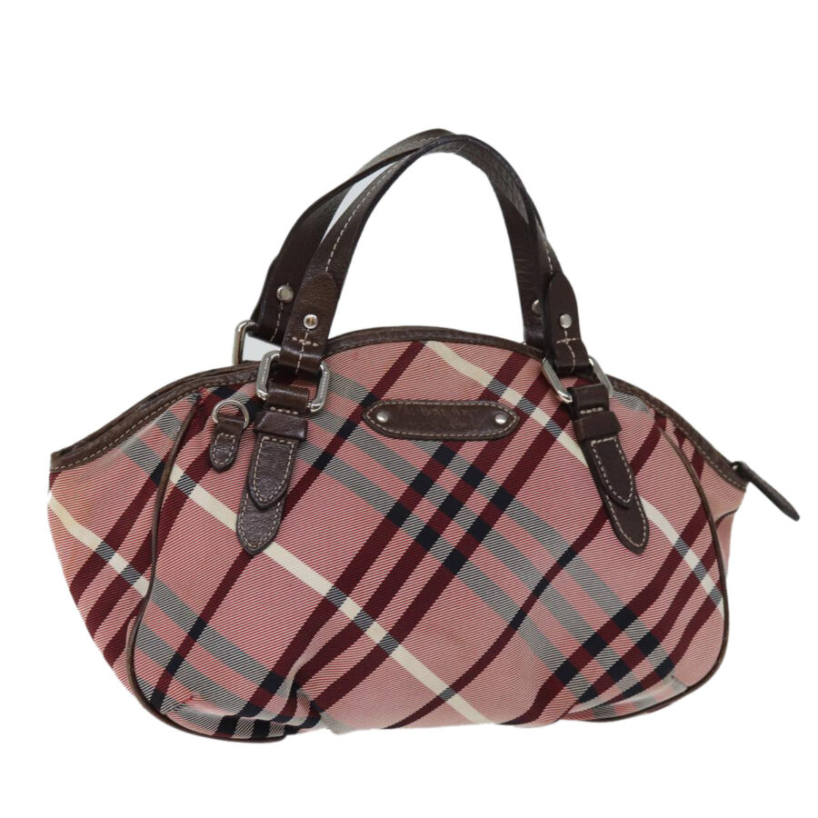 BURBERRY Nova Check Blue Label Hand Bag Canvas Pink Auth bs14318 | Studio Nafay