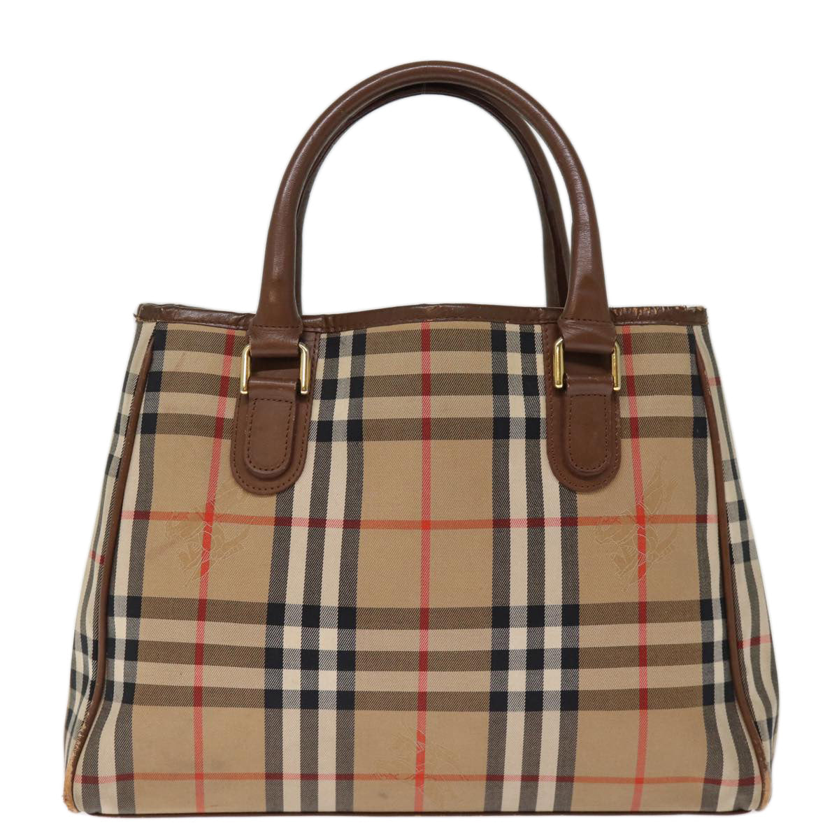 Burberry Nova Check Hand Bag Nylon Beige Auth ep4200