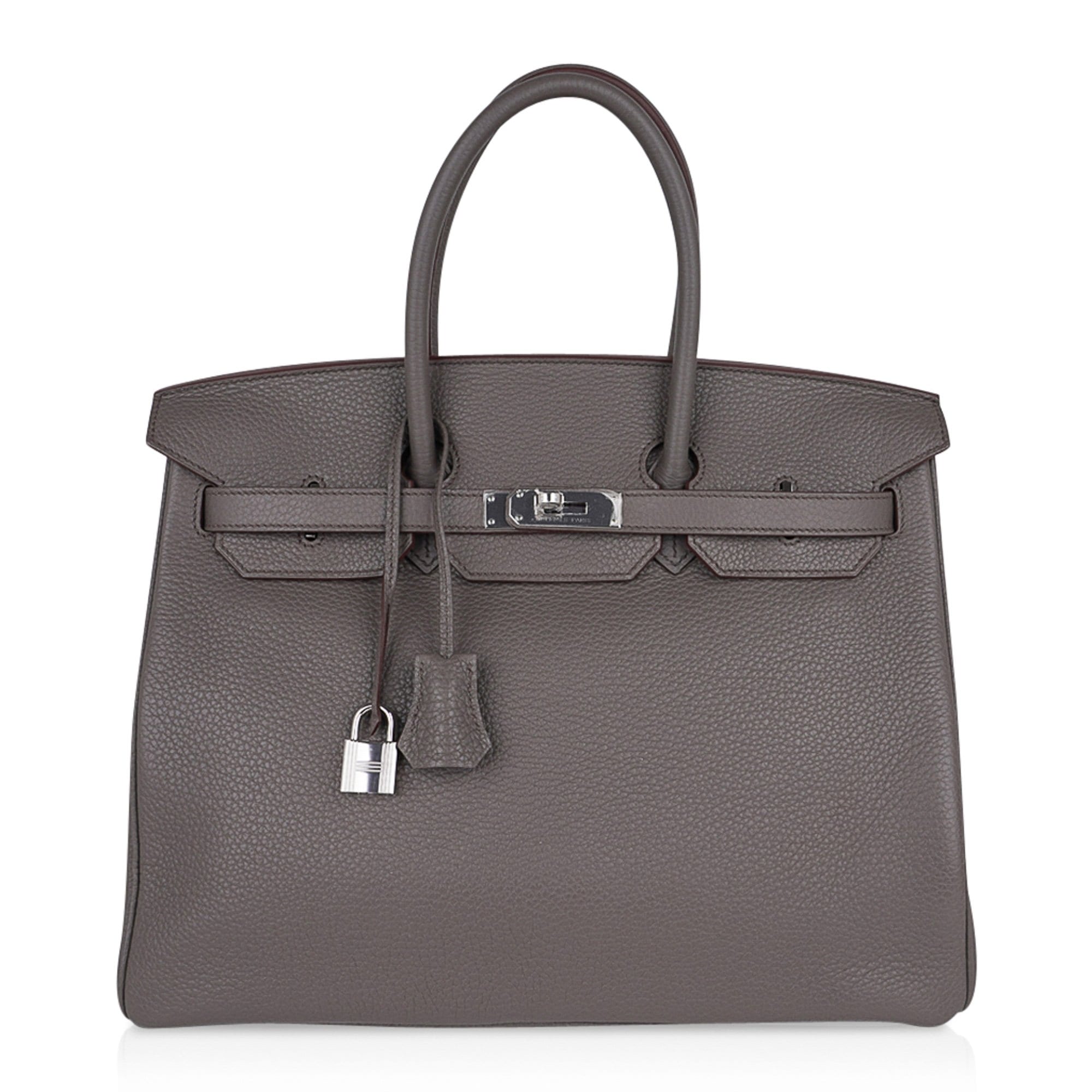 Hermes Birkin 35 Tasche Etain Clemence Leder mit Palladium-Hardware