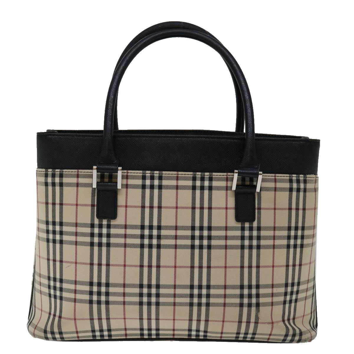 BURBERRY Nova Check Hand Bag Canvas Beige Braun Auth mr059