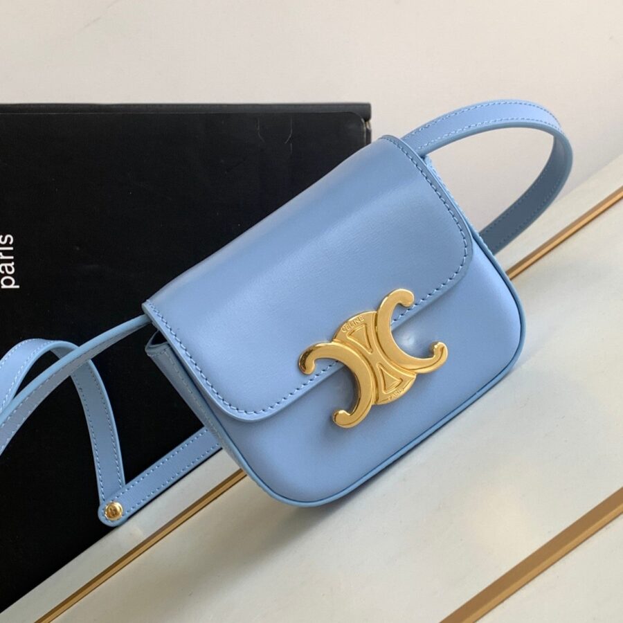 Celine Triomphe blue bag – front view