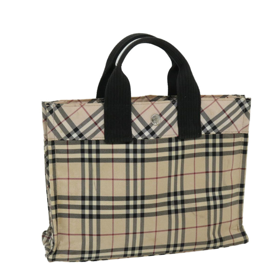 BURBERRY Nova Check Blue Label Hand Bag Nylon Beige Auth yb520 | Studio Nafay